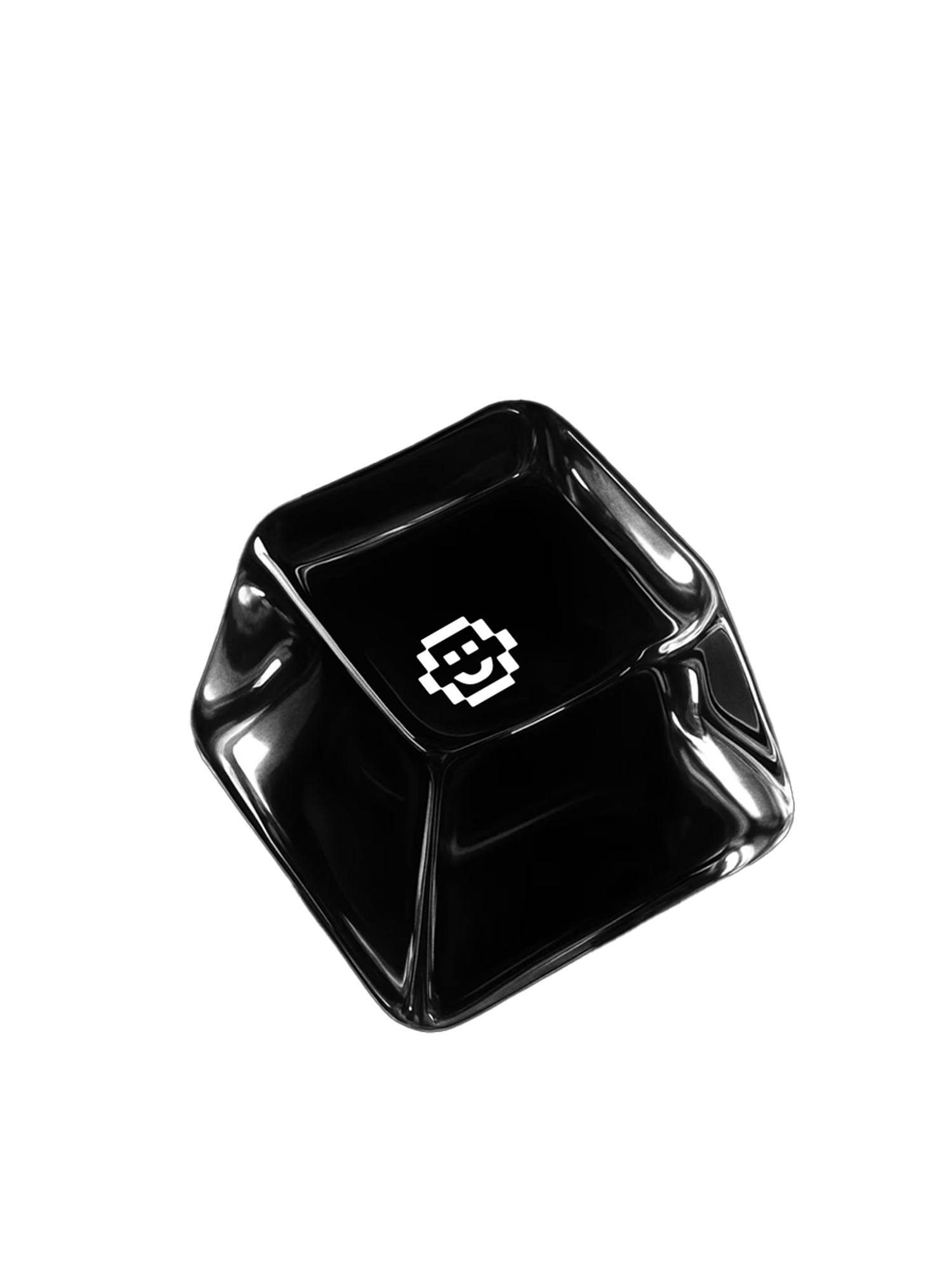 Glossy black Bits3 keycap with white symbol